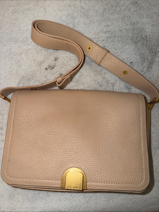 Ted Baker Handbags - Ted Baker Nude Beige Pebbled Leather Crossbody with Gold-Tone Hardware